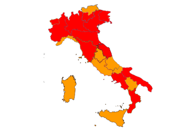 Colori Delle Regioni Ecco La Nuova Cartina Dell Italia Da Luned