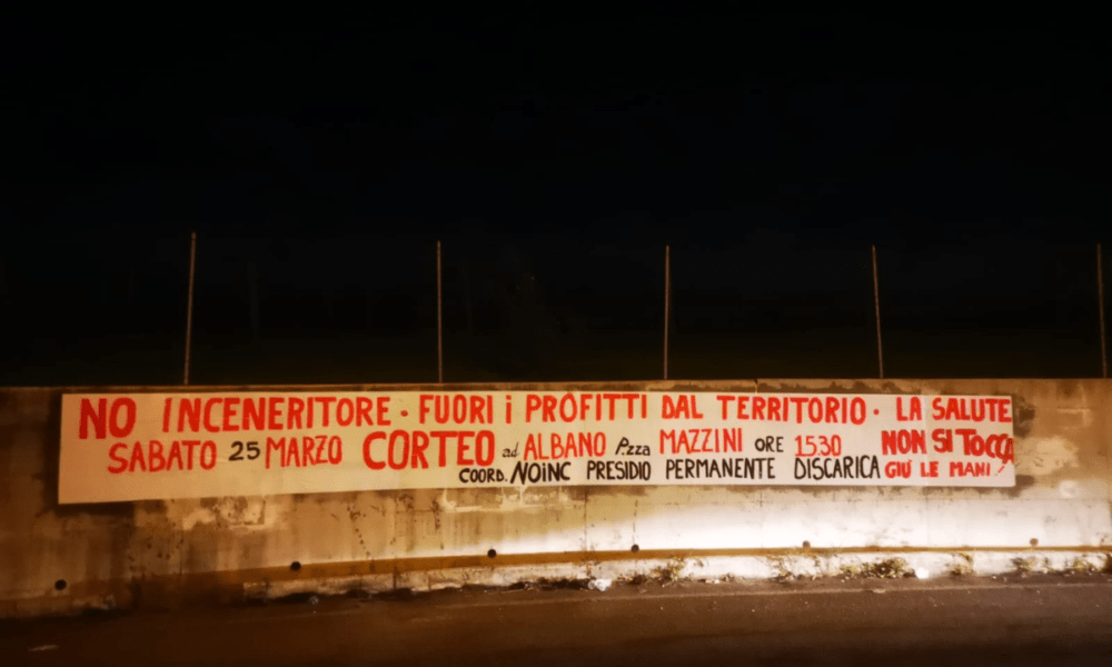 striscione inceneritore albano