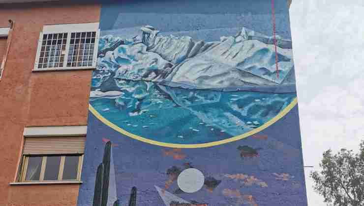 Murales sul cambiamento climatico a Settecamini