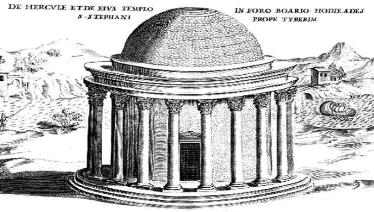 La descrizione e composizione dell'edificio più antico e longevo di Roma. Il Tempio di Ercole Vincitore, del 120 a.C.