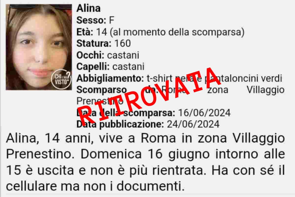Roma, Alina è stata ritrovata: arriva la notizia tanto attesa