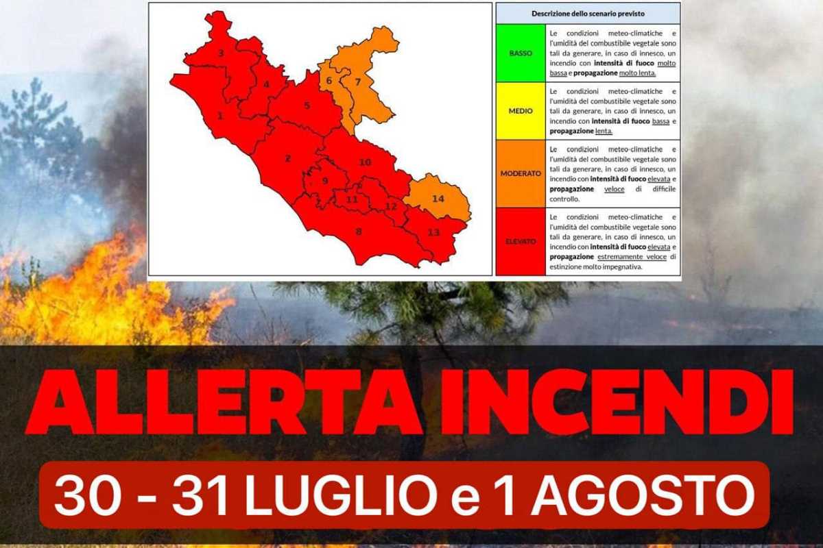 Bollino rosso per l'allerta incendi della Protezione Civile nel Lazio