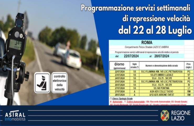 autovelox lazio 22 28 luglio