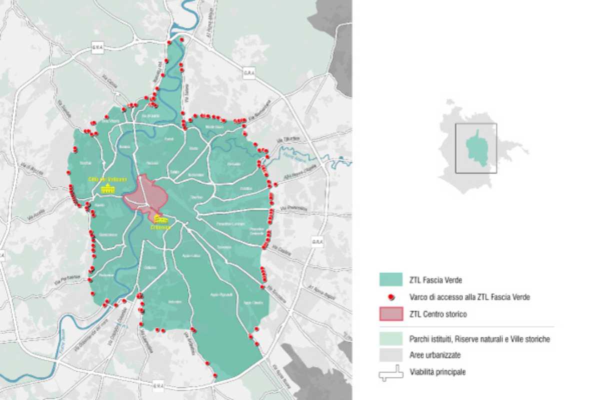 Area della ZTL Fascia Verde a Roma